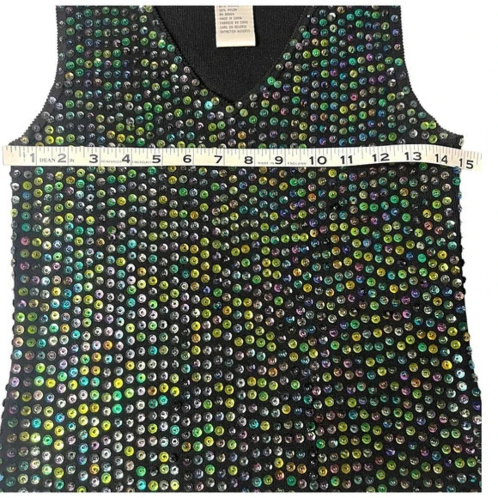 Joseph A Vintage 90s Multicolor Sequin Tank‎ Top Size Small - Picture 10 of 12